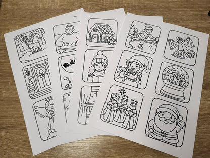 Christmas Advent Mini Colouring Pages
