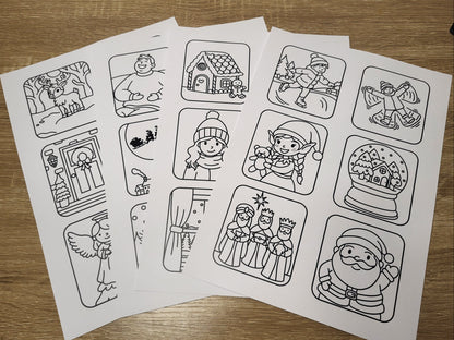 Digital Christmas Advent Mini Colouring Pages