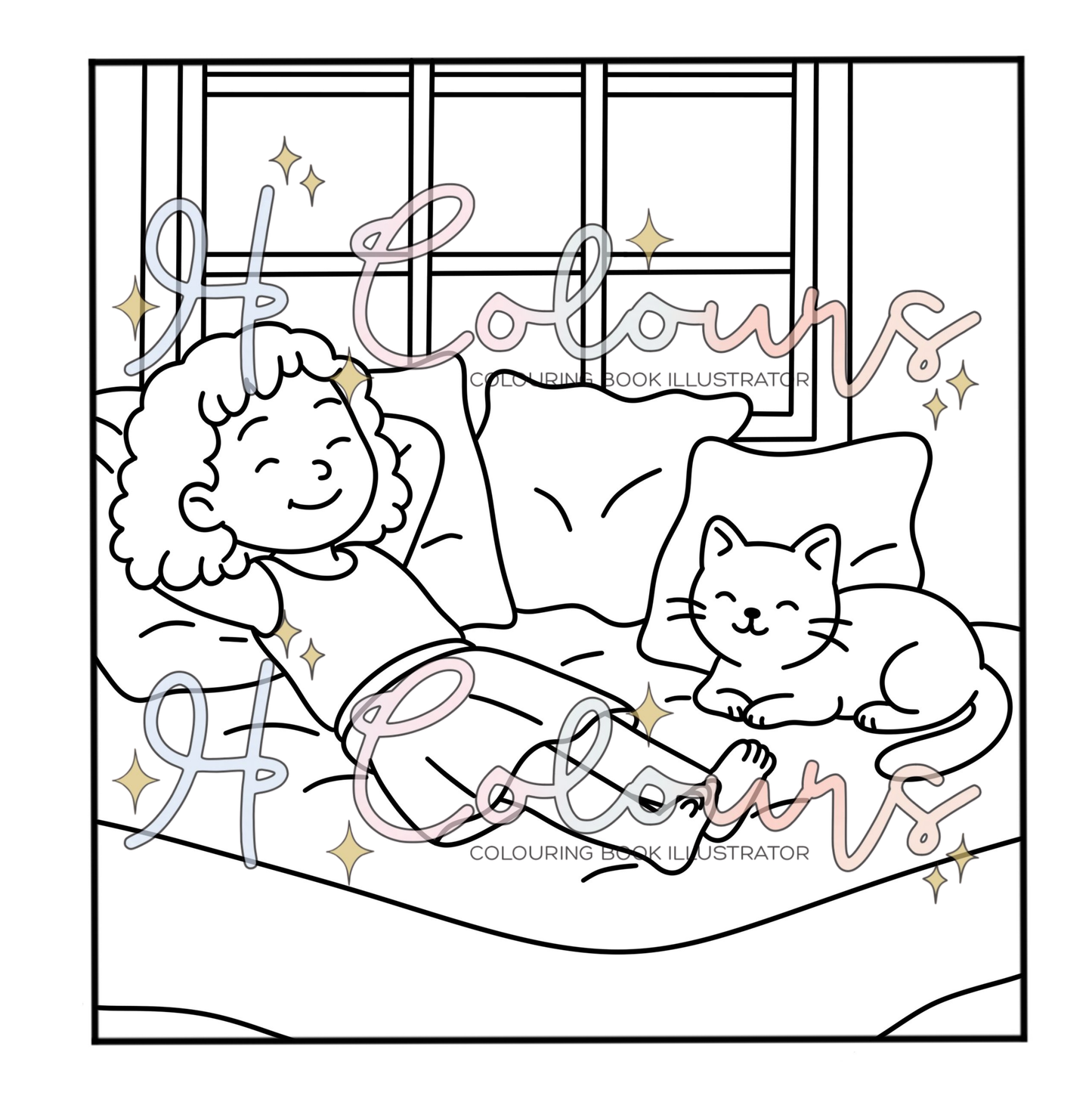 Digital Relaxing with Cat Colouring Page