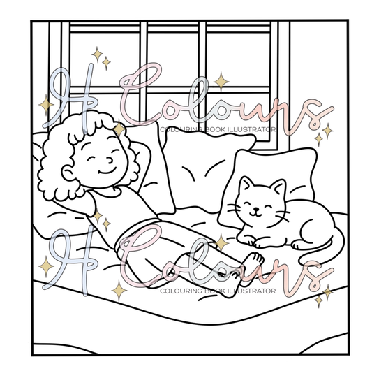 Digital Relaxing with Cat Colouring Page
