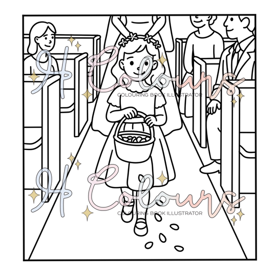 Digital Flower Girl Colouring Page