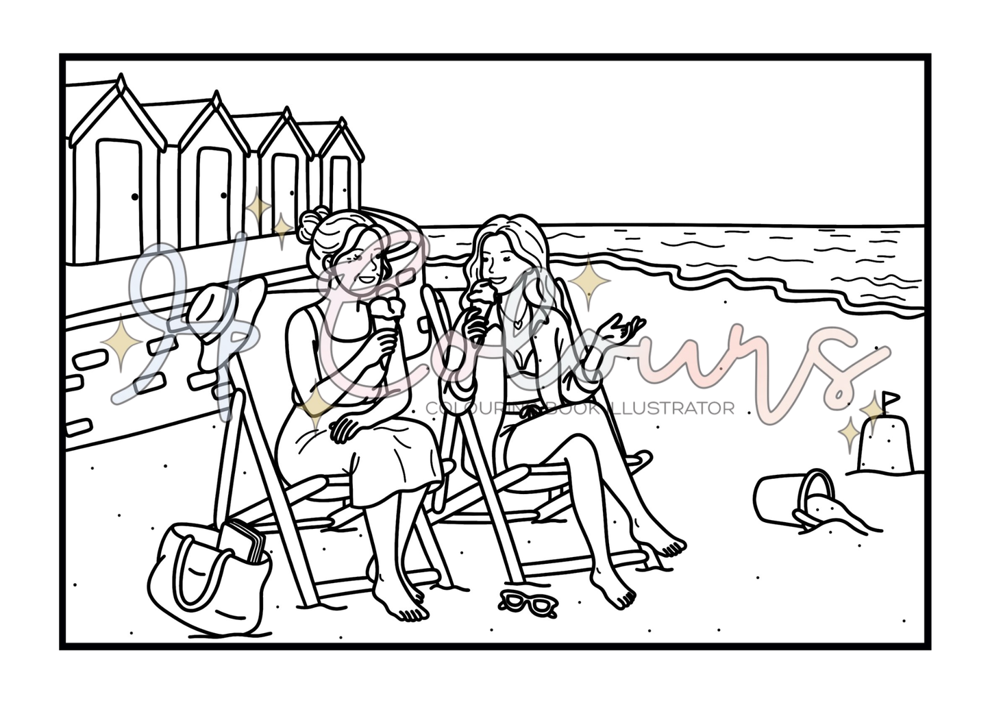 Digital Mother and Daughter Colouring Page