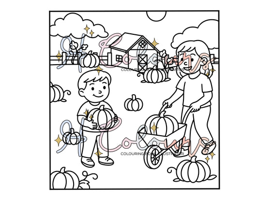 Digital Pumpkin Patch Colouring Page